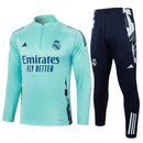 Conjunto Real Madrid Zíper Curto Treino Azul Turquesa 2024/25