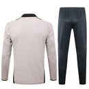 Conjunto Real Madrid Zíper Curto Treino Bege e Ciano 2024/25