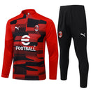 Conjunto AC Milan Zíper Curto Treino Vermelho